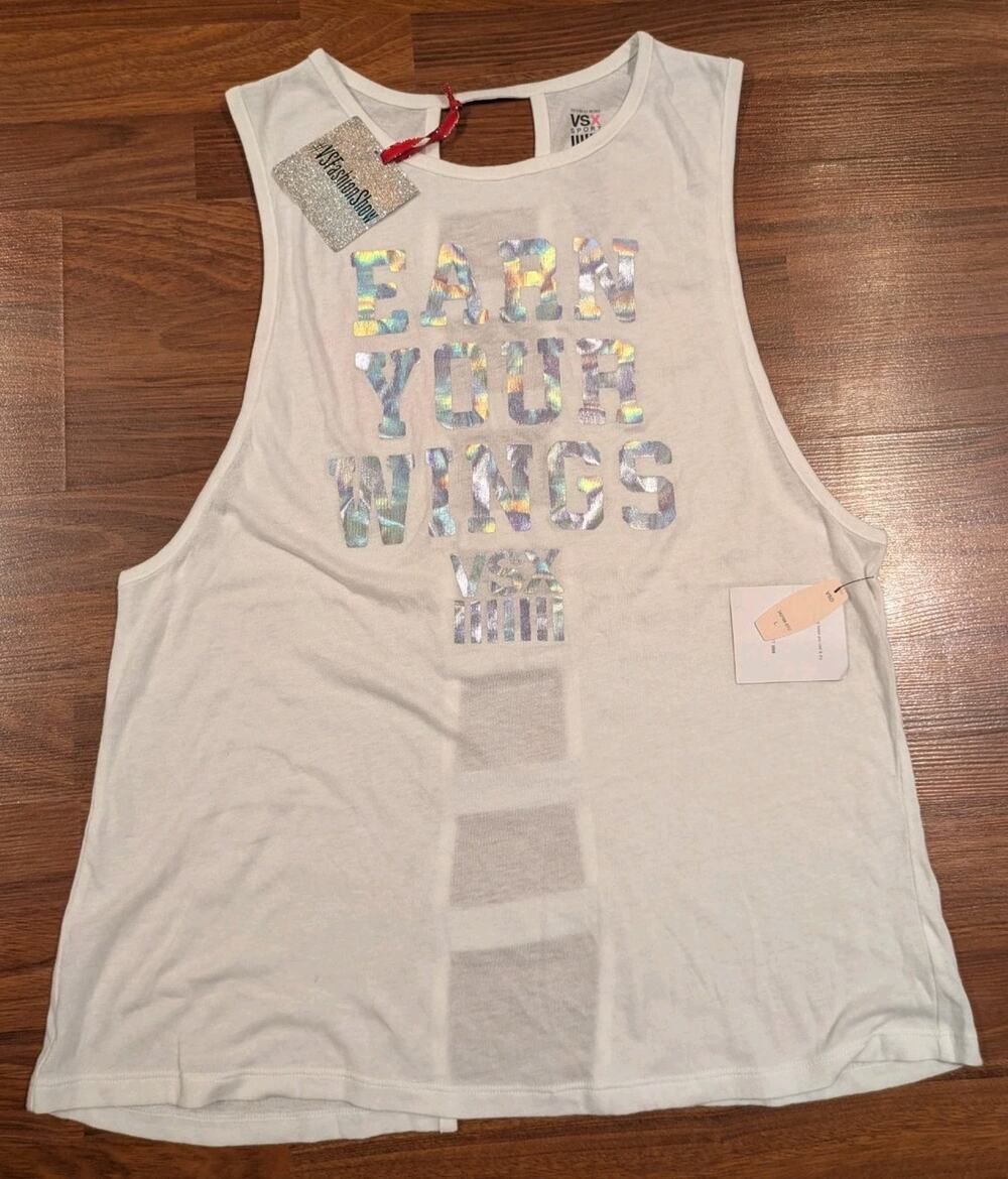 Victoria’s Secret VSX 2015 Fashion Show Tank Top Womens L NWT Earn Your Wings